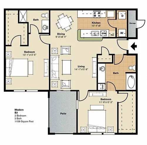 Floor plan Phase II - Two-Bedrooms