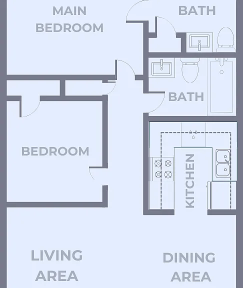 2 Bedroom, 2 Bath Floor Plan 2 Bedroom, 2 Bath Floor Plan
