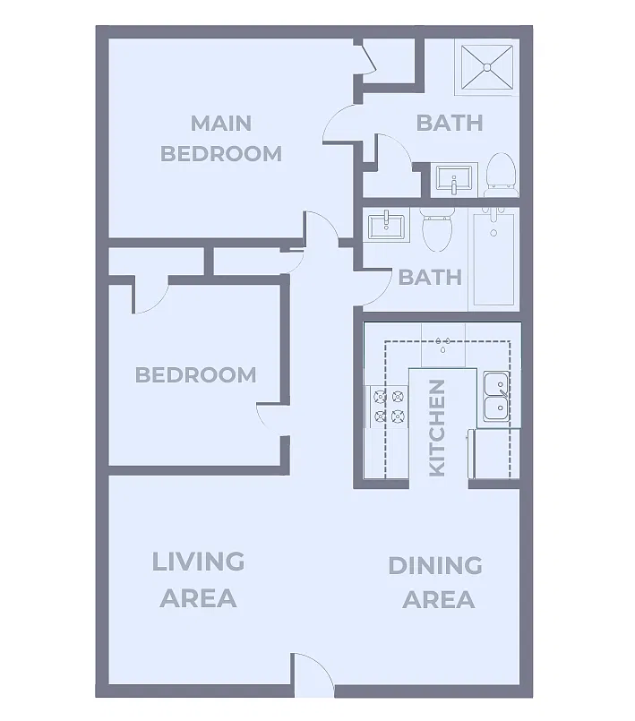 Floor plan Lombard 2 Bedroom, 2 Bathroom