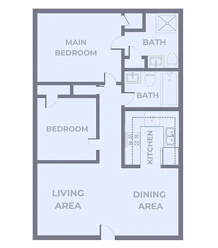 Floor plan Lombard 2 Bedroom, 2 Bathroom