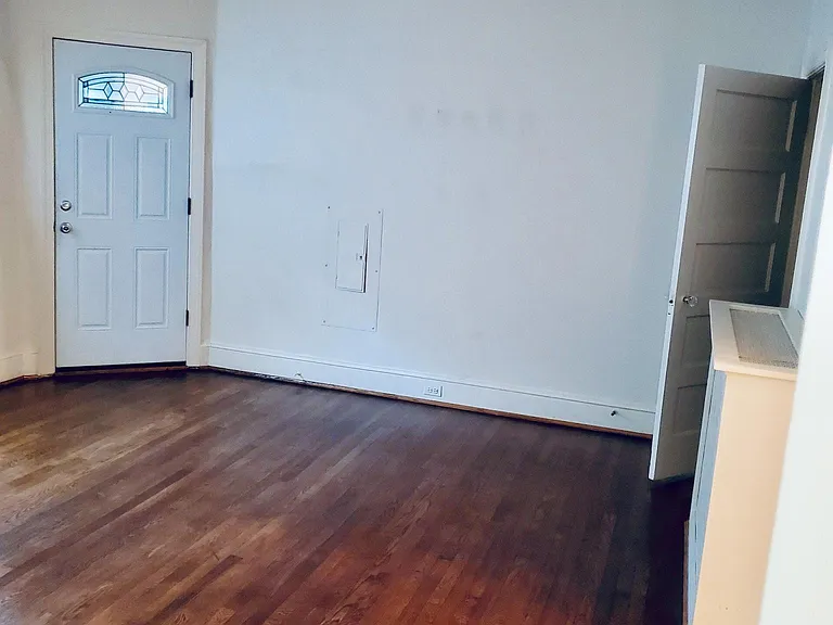 Living room. Hardwood floors.
Large walk-in closet on right