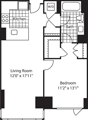 Floor plan 1 Bed Bay Window (North) - 747