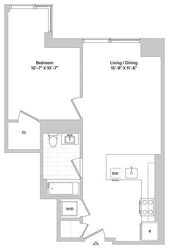 Floor plan A7 | 1 Bed | 1 Bath