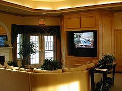 Inside the club house, Couch and wide screen High Definition