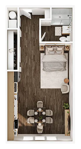 Floor plan 0BD, 1BTH S2