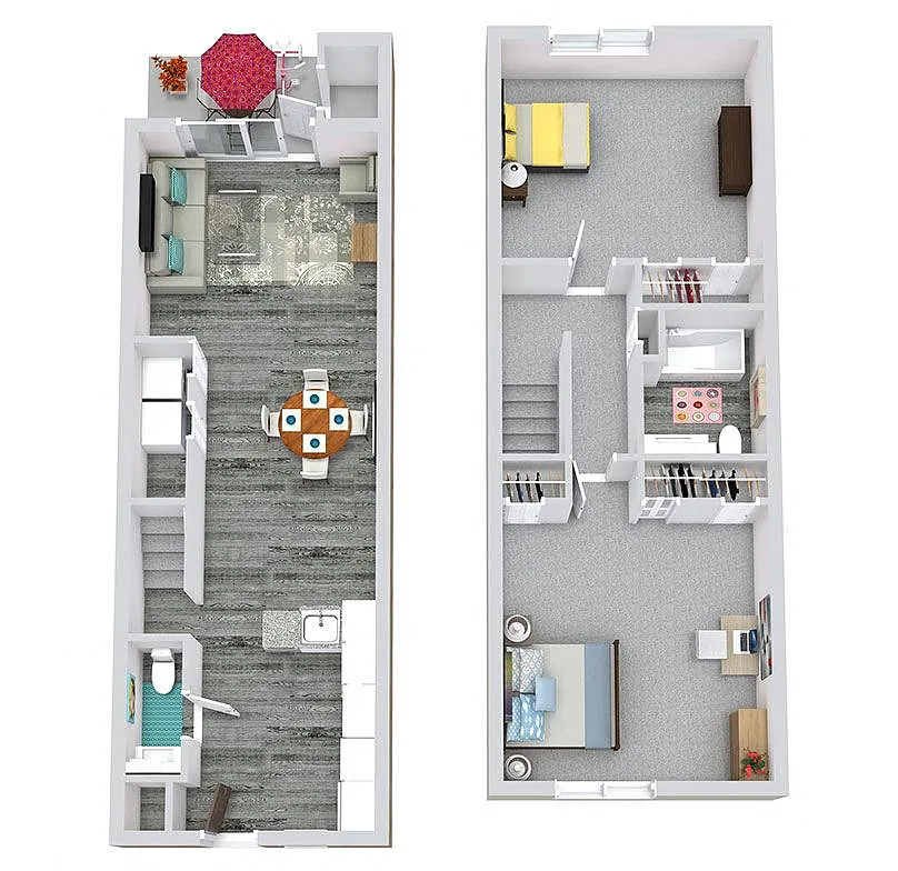 Floor plan 2 Beds | 1.5 Baths Townhome