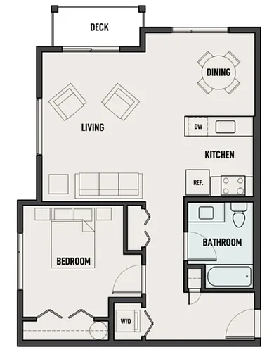 Floor plan 1 Bed 1 Bath C - The Woods
