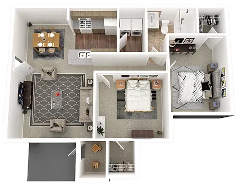 Floor plan 2BR x 1BA