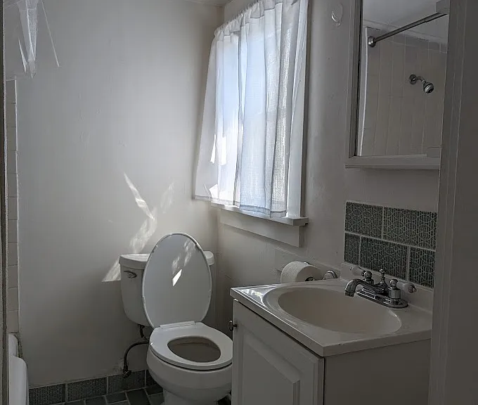 Well designed full bathroom with original, restored tub.