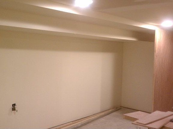 Basement remodeled was only concrerete walls 