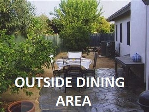 The ouside dining area in back