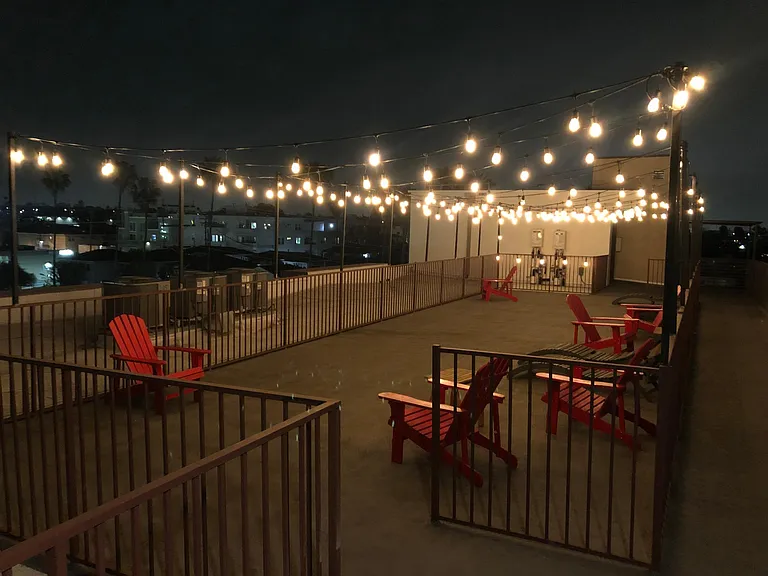 Roof top patio at night time