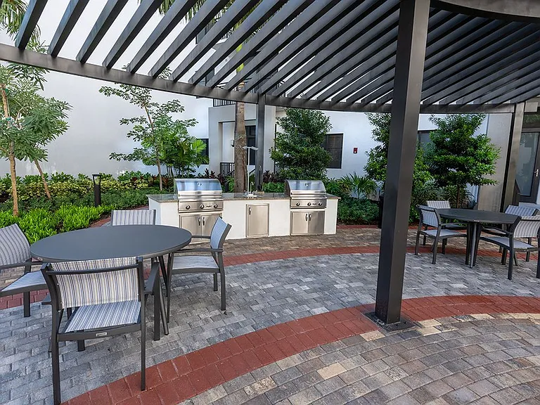 Courtyard seating area with grills