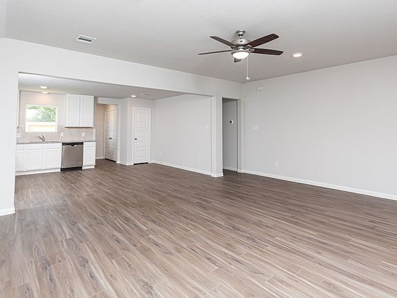 Family Room to Dining Area and Kitchen