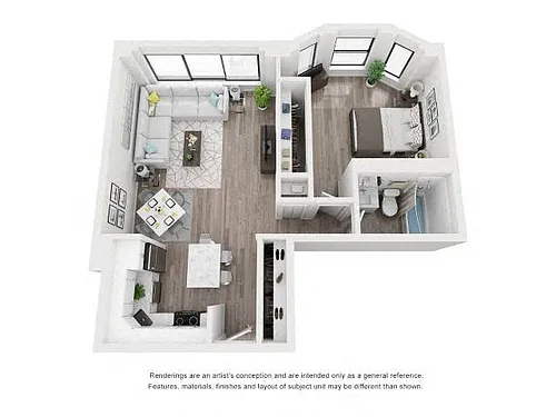 Floor plan 1 Bedroom Tier 15