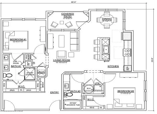 Floor plan Two Bedrooms/Two Baths