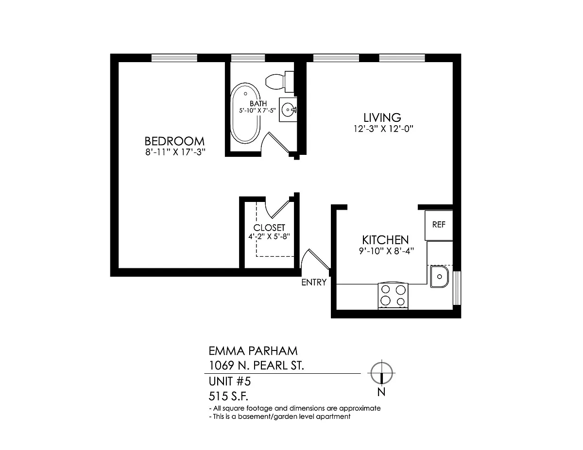 Floor plan 1 Bedroom, 1 Bath
