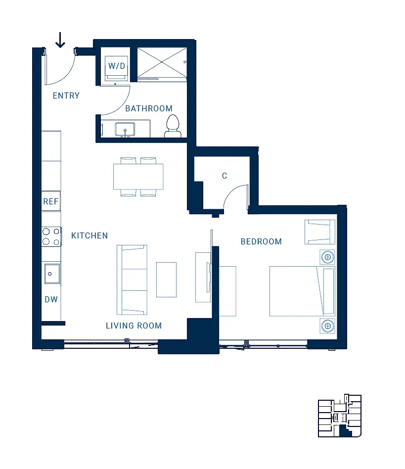 Floor plan 1X1 L