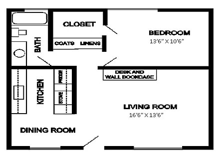 Floor plan 1 bedroom 1 bath