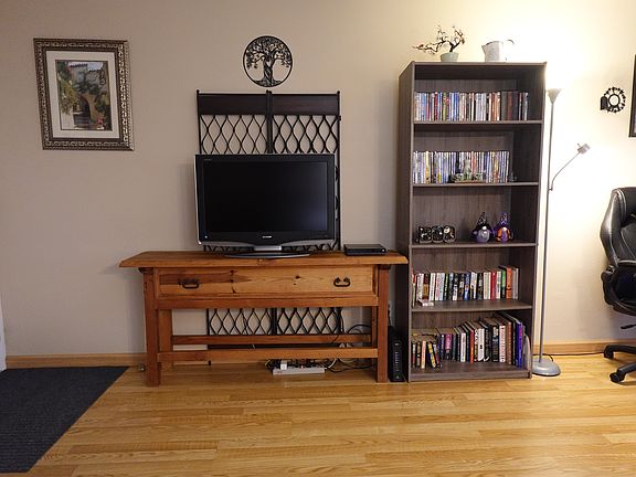 Living Room Entertainment- flat-screen TV with Fire TV, DVD player