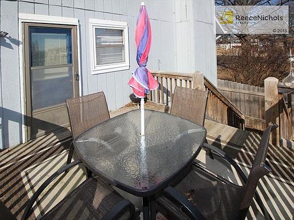 Deck with door to kitchen area