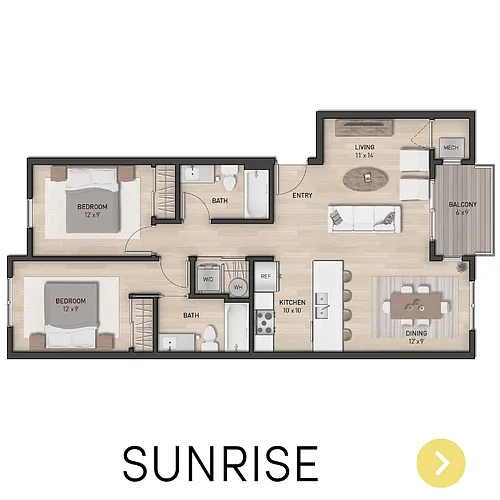 Floor plan 2 Bedroom, 2 Bath