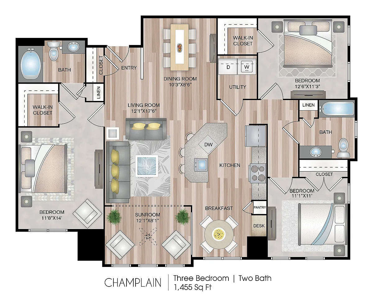 Floor plan Champlain with Sunroom