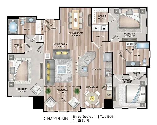 Floor plan Champlain with Sunroom
