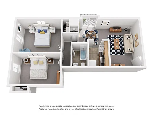 Floor plan 2 Bedroom 1 Bath - Fort Stanton