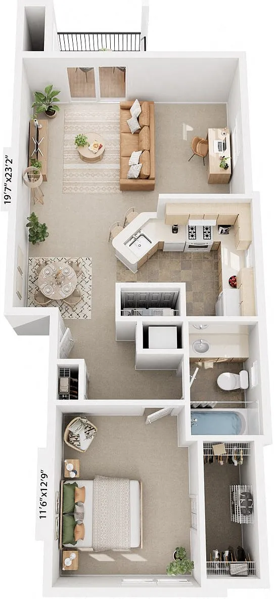 Floor plan One Bedroom End