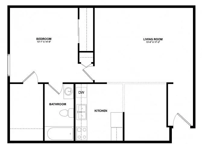 Floor plan 1X1 825