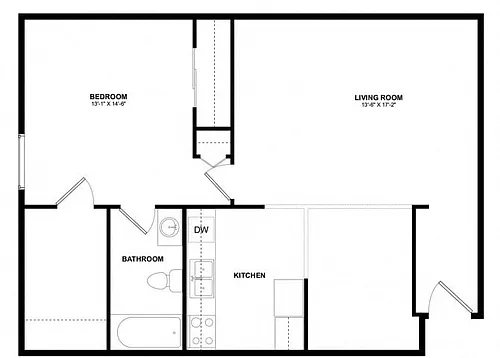 Floor plan 1X1 825
