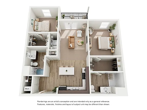 Floor plan Two Bedroom Two Bath A