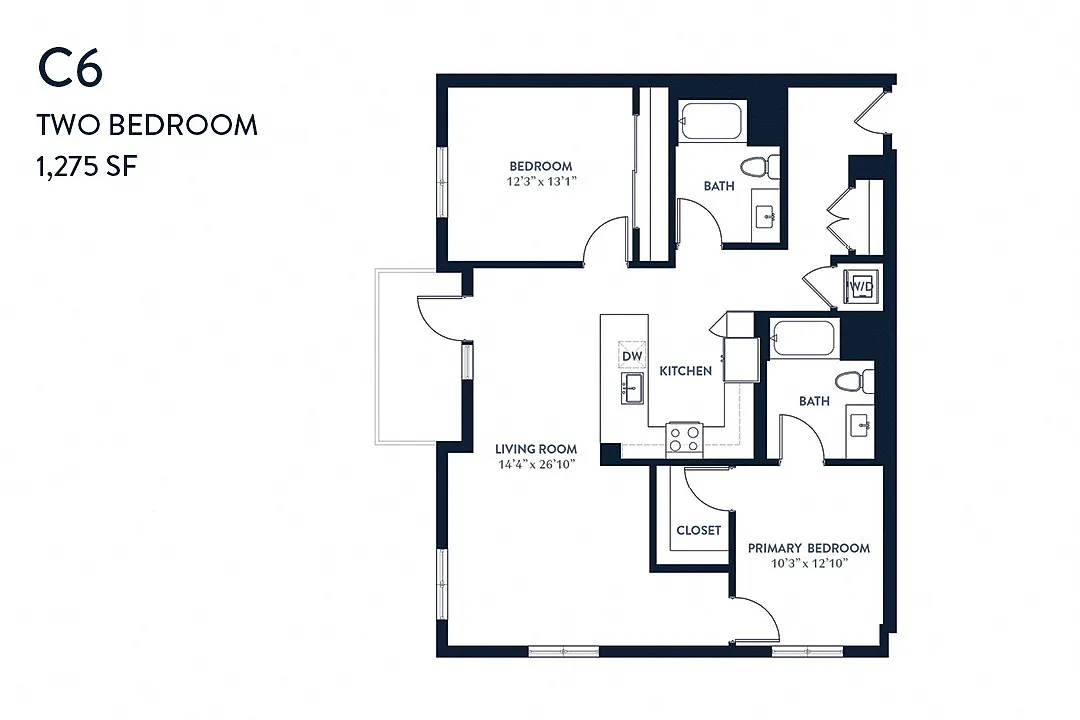 Floor plan Two Bedroom C6