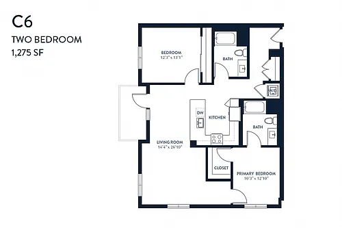 Floor plan Two Bedroom C6