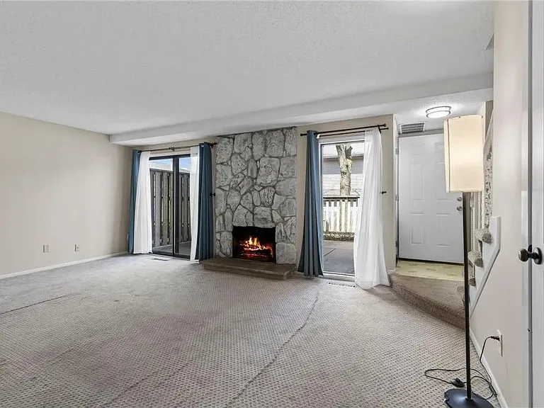 Living room with fireplace.