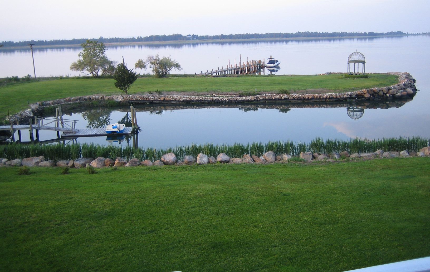  The  private boat basin leads out to Coecles Harbor and Gardiners Bay.