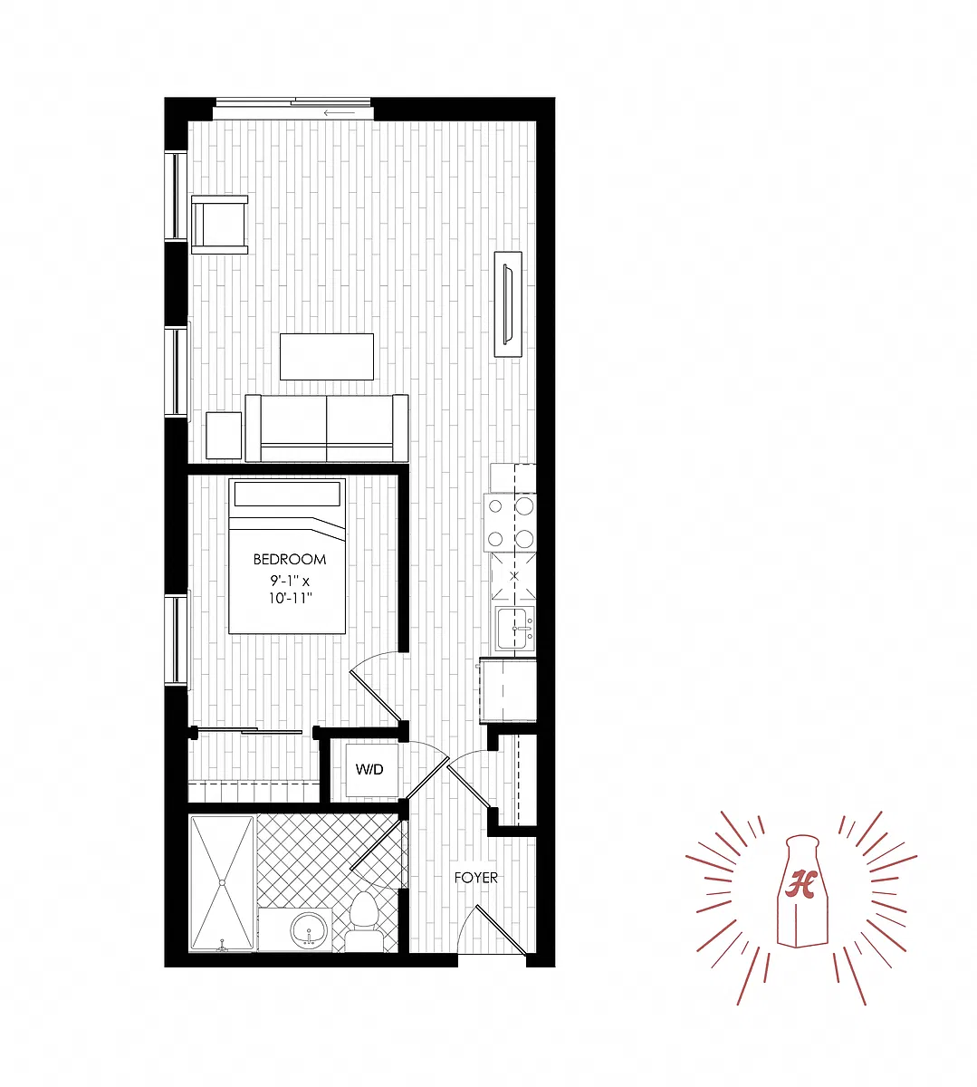 Floor plan Junior | 1 Bed | 1 Bath