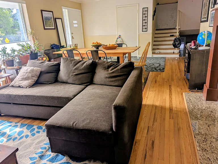 Living room with view to upstairs level