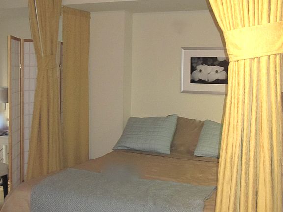 Privacy drape around bed