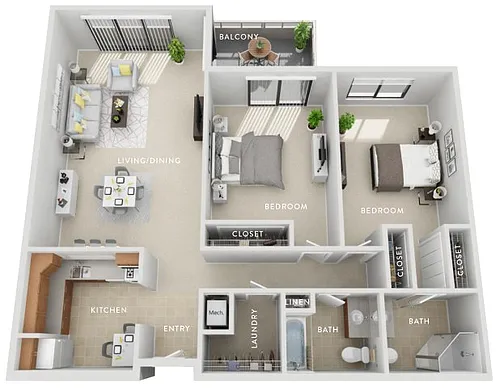 Floor plan Willow (C1) 2 Bedroom Apartment