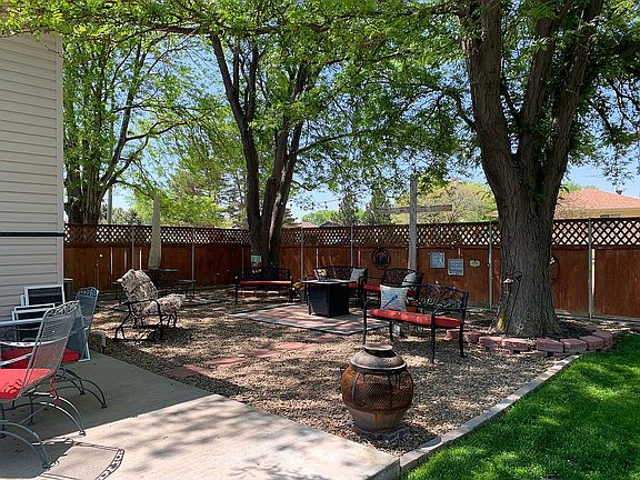 Very nice rocked patio area.