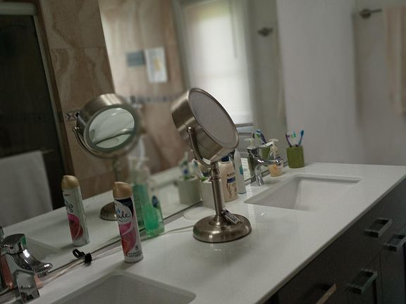 Remodel Master Bathroom with modern dual sink.