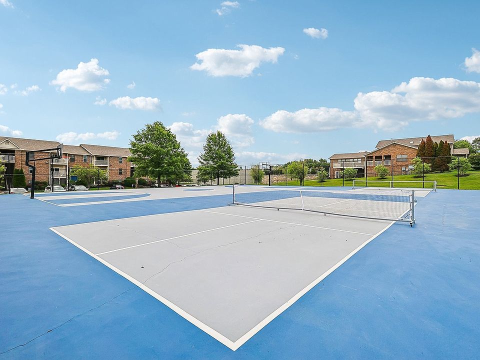 Scenic view of a vibrant blue multi-sport court