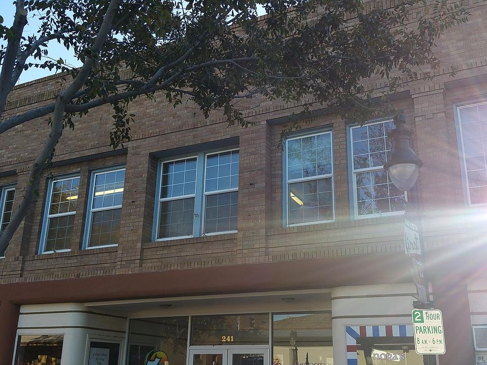 View of 2nd floor apartment windows overlooking Main street, Rio Vista.