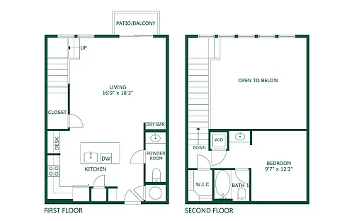 Floor plan 1 Bedroom 1 Bath