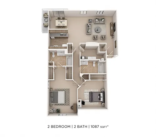 Floor plan Two Bedroom-1087 sqft