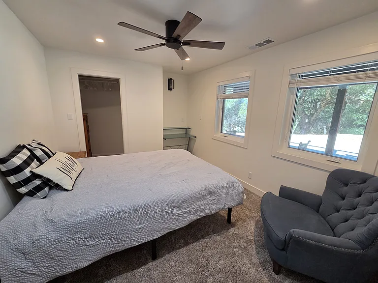 bedroom and closet