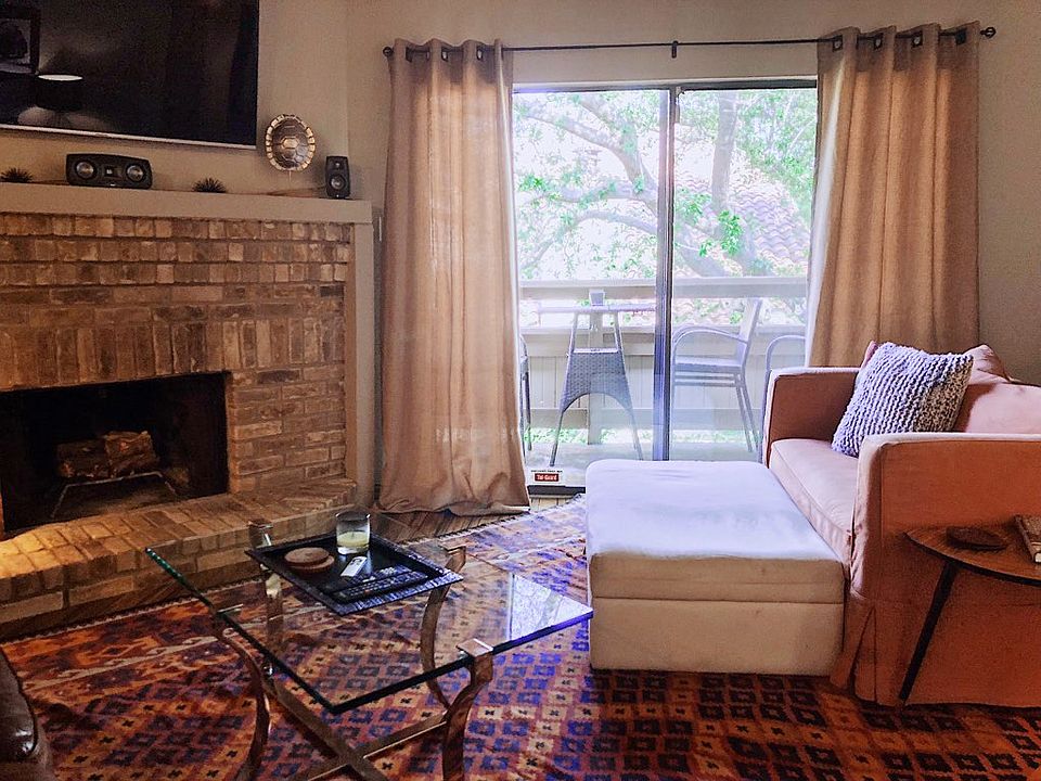 Fireplace, door to balcony
