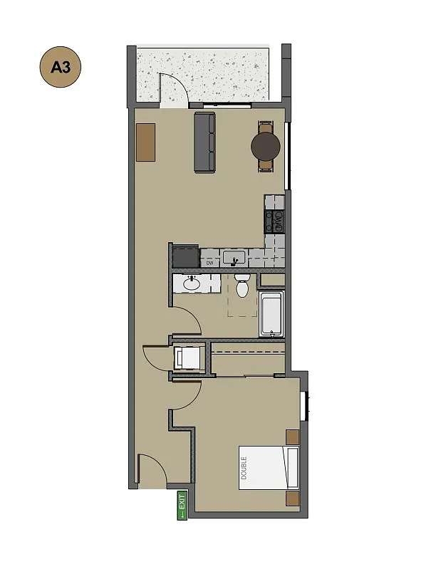 Floor plan 1X1 A-3